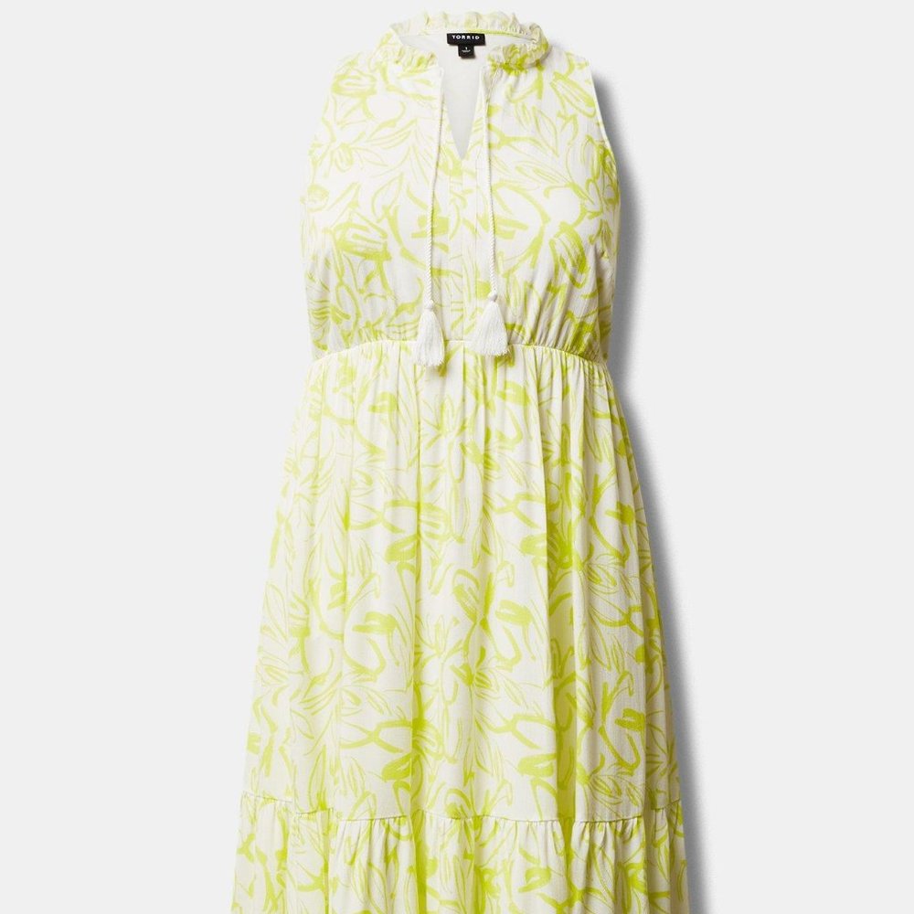 Torrid Midi Wash Gauze Tiered Dress Floral  sz 1 NWT